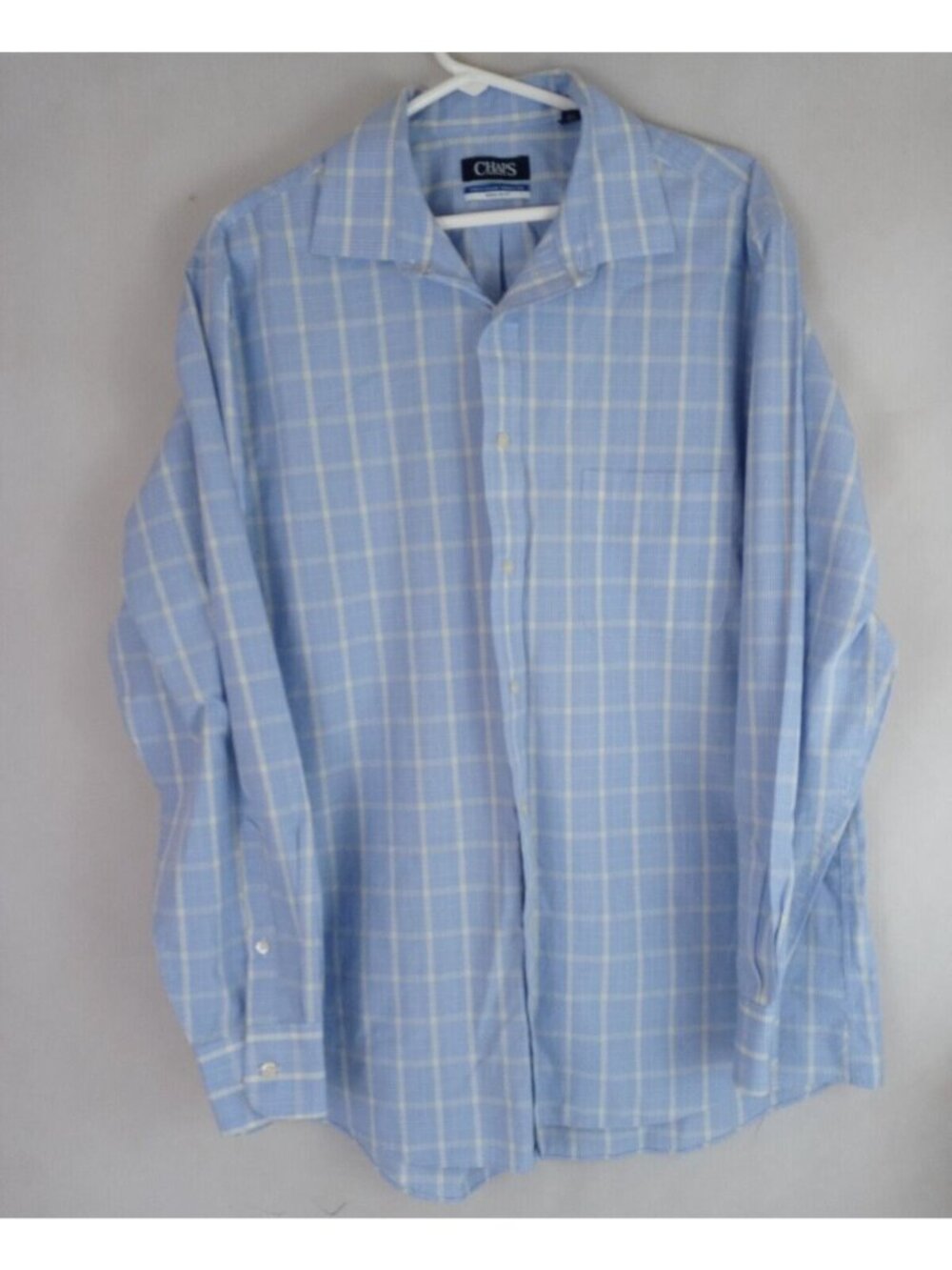 Chaos Regular Fit Stretch Collar Wrinkle Free Men's Blue & Yellow Shirt Size XL